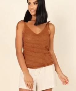 PUP64 Danielle Knit Tank Top - Brown