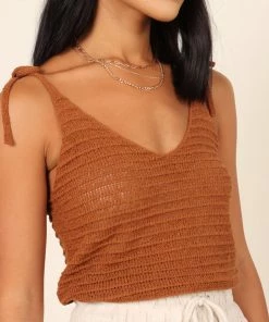PUP64 Danielle Knit Tank Top - Brown