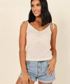 PUP64 Danielle Knit Tank Top - Cream Clothing