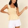 PUP63 Clothing Desiree Peplum Top - Yellow Stripe