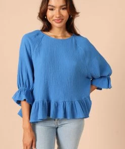PUP50 Emma Frill Hem Top - Blue