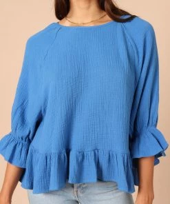 PUP50 Emma Frill Hem Top - Blue