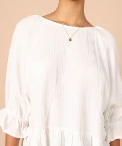 PUP50 For The Bride Emma Frill Hem Top - White