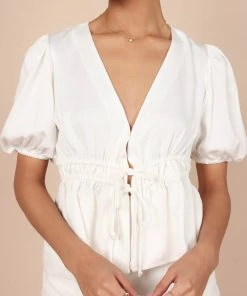 PUP65 Enzo V Neck Top - White