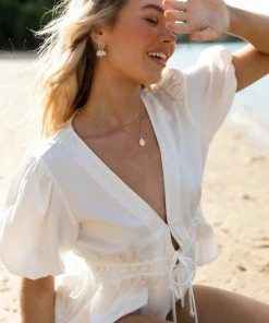 PUP65 Enzo V Neck Top - White