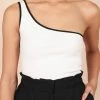 PUP65 Erin One Shoulder Ribbed Top - Ivory Clothing