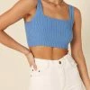 PUP14 Felicity Cropped Knit Top - Blue
