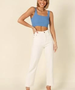 PUP14 Felicity Cropped Knit Top - Blue