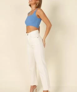 PUP14 Felicity Cropped Knit Top - Blue