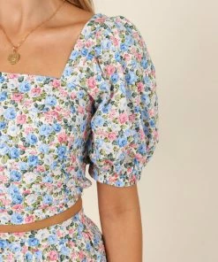 PUP29 Clothing Fleur Top - Blue Floral