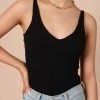 PUP65 Gemma V Neck Tank Top - Black Clothing