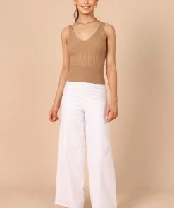 PUP65 Gemma V Neck Tank Top - Camel Clothing