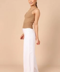 PUP65 Gemma V Neck Tank Top - Camel Clothing