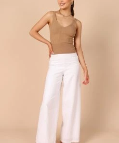 PUP65 Gemma V Neck Tank Top - Camel Clothing