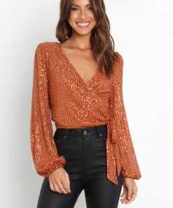 PUP14 Glitz Top - Rust