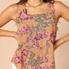 PUP49 Grace Top - Tan Floral