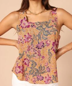 PUP49 Grace Top - Tan Floral