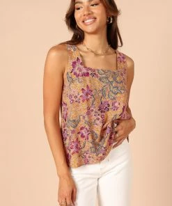 PUP49 Grace Top - Tan Floral