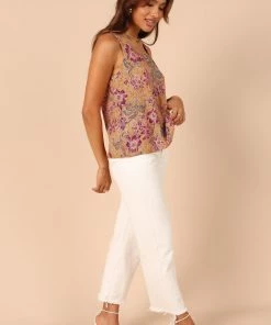 PUP49 Grace Top - Tan Floral