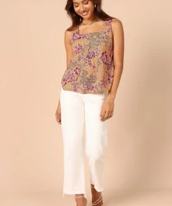 PUP49 Grace Top - Tan Floral