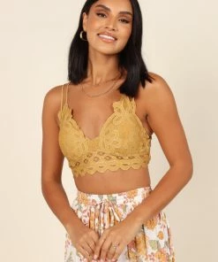 PUP64 Bump Friendly Hannah Lace Bralette - Mustard