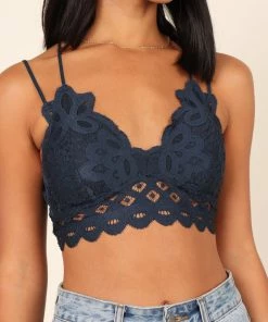 PUP64 Hannah Lace Bralette - Navy