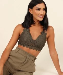 PUP64 Hannah Lace Bralette - Olive Bump Friendly