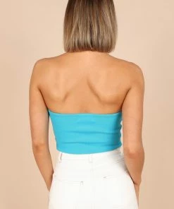 PUP61 Harry Strapless Top - Blue Clothing