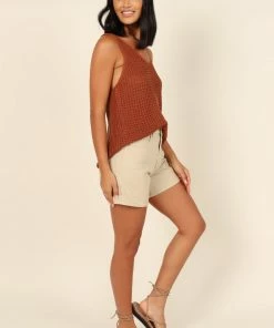 PUP64 Hilary Knit Tank Top - Brown Clothing