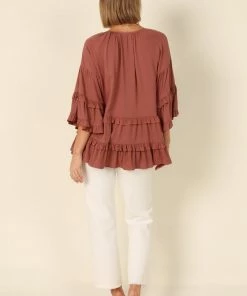 PUP49 Ingrid Frill Top - Mocha