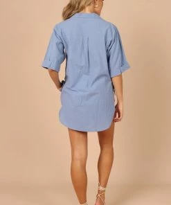 PUP8 Jeremey Button Down Top - Blue