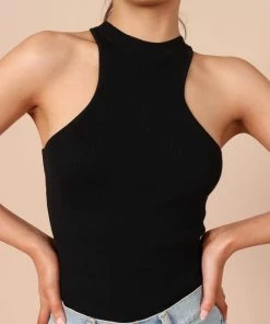 PUP65 Clothing Jess High Neck Top - Black