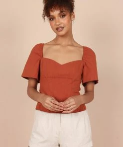PUP65 Joey Open Back Tie Top - Rust Clothing