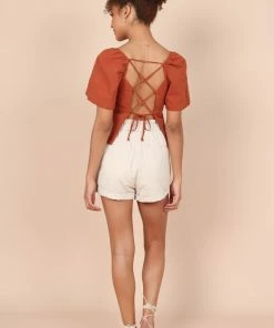 PUP65 Joey Open Back Tie Top - Rust Clothing