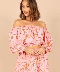 PUP52 Kasey Off Shoulder Top - Pink Clothing