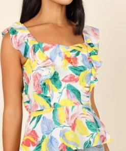 PUP63 Kaylor Peplum Top - Multi Clothing