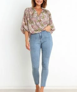 PUP52 Clothing Kendra Top - Olive Paisley