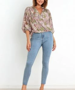 PUP52 Clothing Kendra Top - Olive Paisley