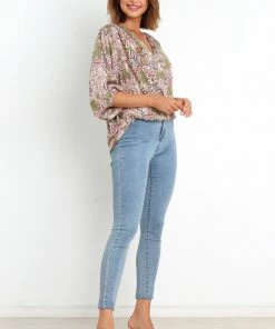 PUP52 Clothing Kendra Top - Olive Paisley