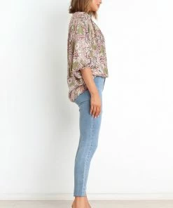 PUP52 Clothing Kendra Top - Olive Paisley