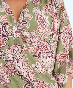 PUP52 Clothing Kendra Top - Olive Paisley