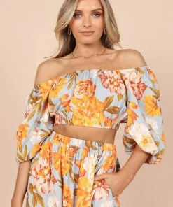 PUP52 Kiara Cropped Top - Pale Blue Clothing