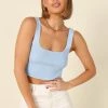 PUP14 Clothing Kristy Cropped Knit Top - Pale Blue
