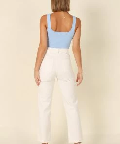 PUP14 Clothing Kristy Cropped Knit Top - Pale Blue
