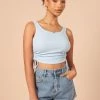 PUP14 Kylie Gathered Side Tank Top - Blue