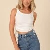 PUP14 Kylie Gathered Side Tank Top - White