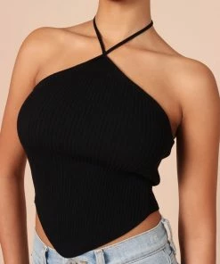 PUP14 Clothing Larissa Halter Knit Top - Black