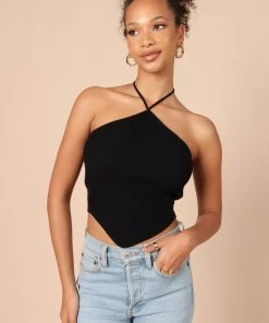 PUP14 Clothing Larissa Halter Knit Top - Black