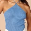 PUP14 Larissa Halter Knit Top - Blue Clothing