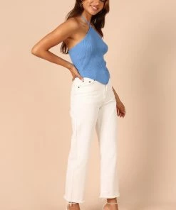 PUP14 Larissa Halter Knit Top - Blue Clothing